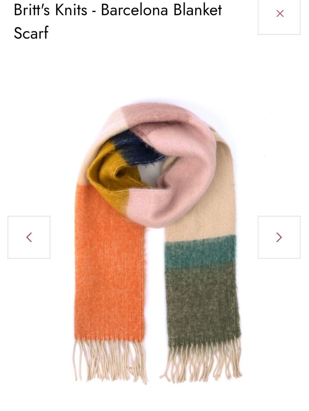 Britt's Knits Colorblock Blanket Scarf in Pink, Orange & Green